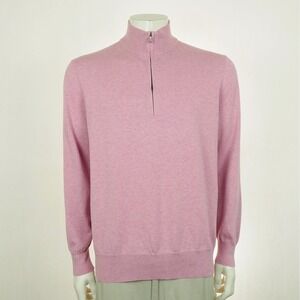 Brooks Brothers Pullover Sweater Mens XL Heather Pink 1/4-Zip Combed Knit Cotton